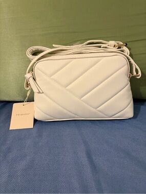 Primark White Quilted Mini Crossbody Bag with Gold Hardware